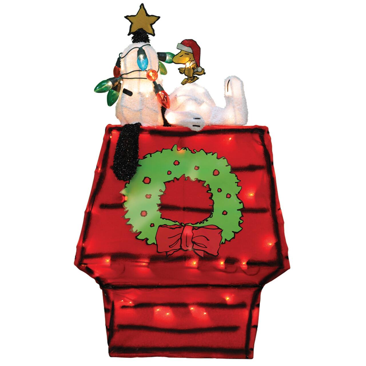 Peanuts® 2ft. 3D Pre-Lit Snoopy on Dog House with Star Yard Art